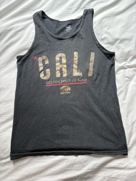 gold mind Tops - CALI Golden State of Mind Black Graphic Tank Top